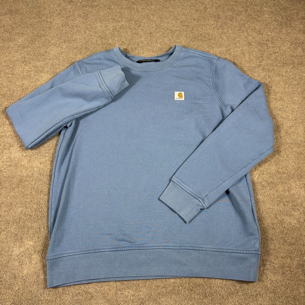 Lot of 2 Carhartt Sweatshirt Women M 8-10 Blue Gray Heather Relaxed Fit Pullover - Picture 7 of 12